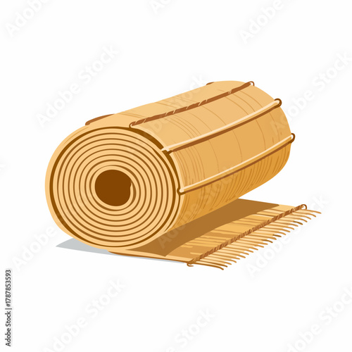 Straw mat rolled for storage