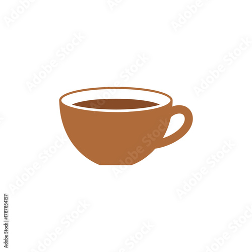 Brown coffee cup holding dark liquid sits on white table, providing warmth and comfort in a minimalist style.