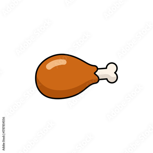 Crispy chicken leg sits on white plate, ready to be eaten, showcasing delicious meal for dinner, creating appetizing food presentation.