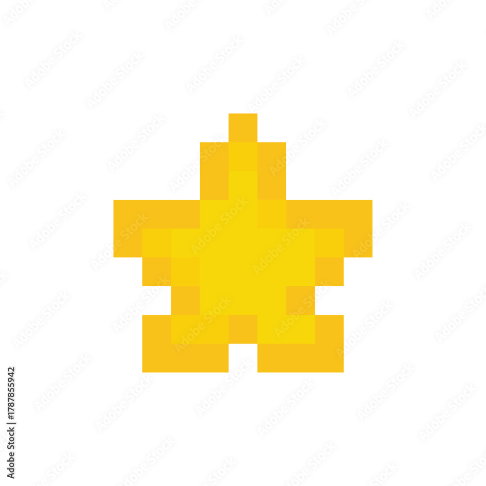 Obraz premium pixel star icon. Vector pixel art 8 bit logo for game