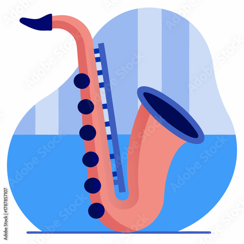 Jazz saxophone with stylish design on blue background