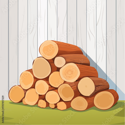 Pile of firewood beside wall