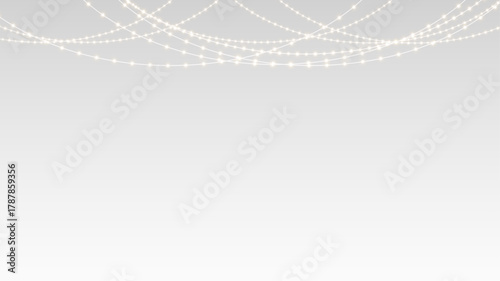 Garland hanging christmas festive bulbs and lights with ribbon decoration for holiday banner.
