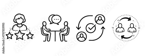Customer feedback and collaboration concepts with icons of interaction and exchange