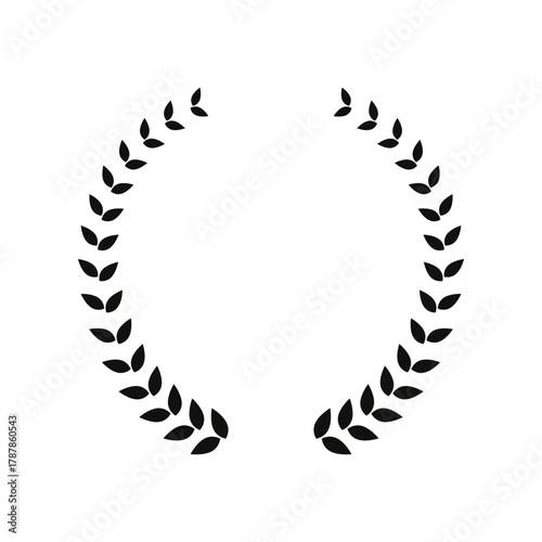 Laurel wreath of victory icon, greek olive branch award winner round emblem.