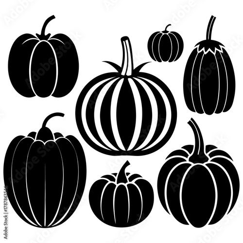 set of pumpkin silhouette vector 