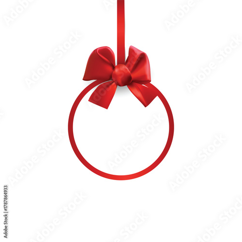 Christmas red ribbon frame with bow