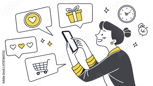 Woman using smartphone for online shopping