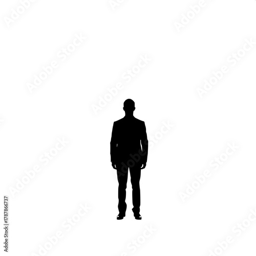 Concept of Identity and Anonymity

A faceless silhouette of a man dressed in formal wear, standing against a stark white background. The lack of detail symbolizes anonymity, hidden identity, and intro