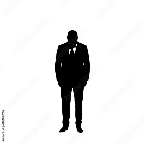 Concept of Identity and Anonymity

A faceless silhouette of a man dressed in formal wear, standing against a stark white background. The lack of detail symbolizes anonymity, hidden identity, and intro
