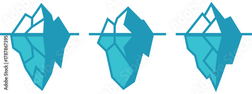 Arctic iceberg mountain, floating glaciers and icy peaks, polar landscape illustration