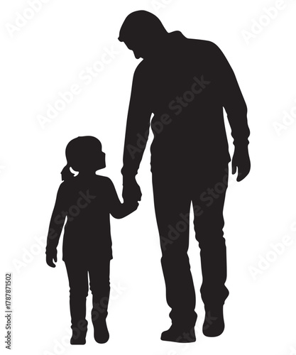 Father and child holding hands silhouette