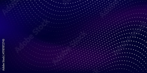 Purple background with many glowing particles. Information digital modern simple line dot neutral art illustrations