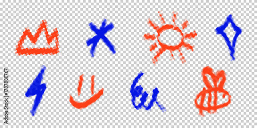 Halftone graffiti elements set.