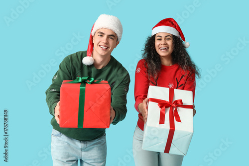 Happy young couple in Chris...