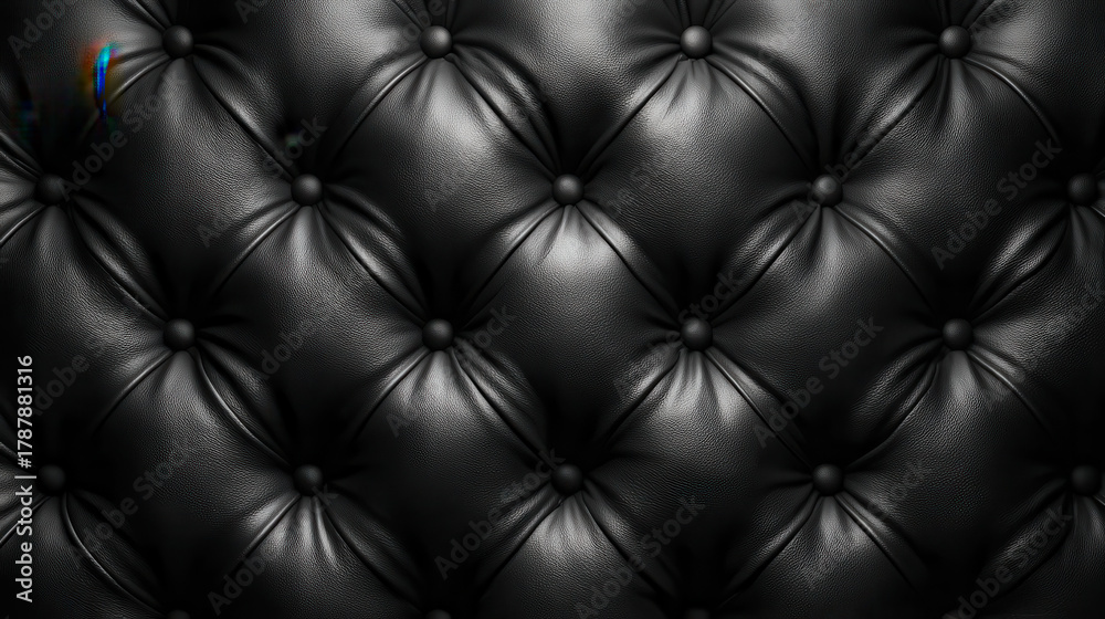 Fototapeta premium Close up of black tufted leather upholstery texture