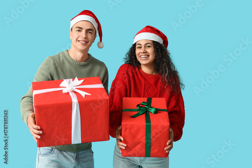 Happy young couple in Chris...