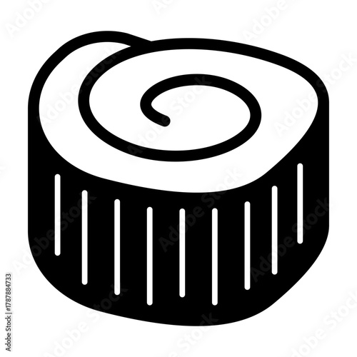 Sushi piece of fish fillet solid icon, japanese food concept. Vector graphics. Seafood sushi, seafood sign on white background, style icon mobile or web design.