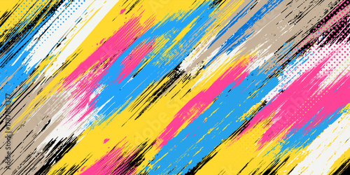 Abstract lined colors pattern design. Trendy geometric background. Multicolor paint brush pattern. Lined hipster web design wallpaper template for advertisingPrint