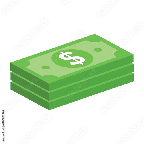 Money Wealth Stack Illustration Business Finance Income Cash Dollars Investment Currency Green Economy Concept Symbol