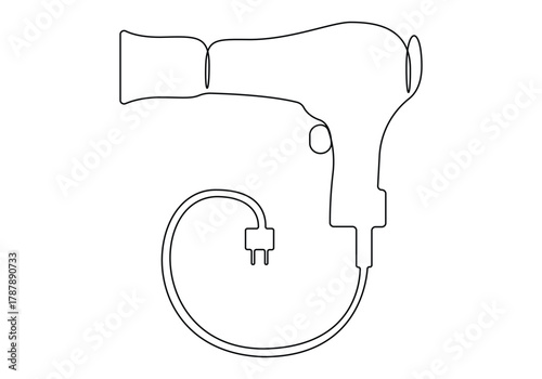 Continuous one line drawing art of a hair dryer. 