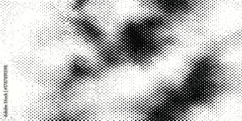 Black and white geometric pattern with circular and square elements in a seamless design