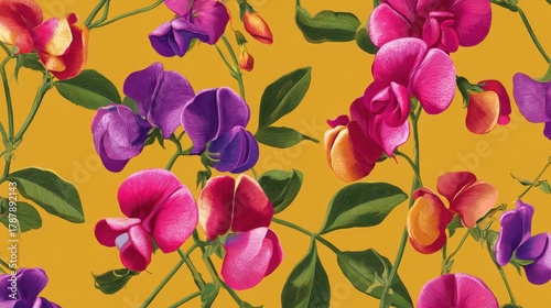 Image of pea blossoms as the backdrop