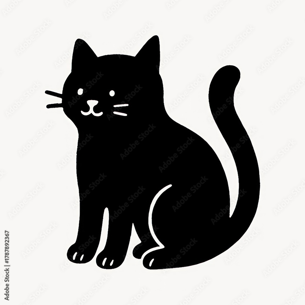 Fototapeta premium Cute black cat silhouette