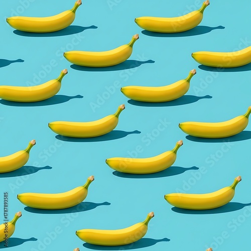 Bright Yellow Bananas Pattern on a Vibrant Blue Background