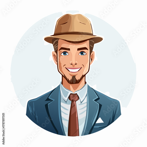 Mann mit Hut - Cartoon Comic Stil