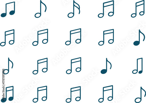 Collection of musical notes a rhythmic symphony of symbols for music, melody, and harmony in a minimalist design