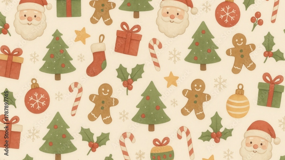 Fototapeta premium Festive Christmas pattern desktop wallpaper