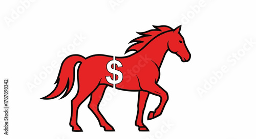 Powerful red horse symbol with dollar sign, representing financial strength and growth potential