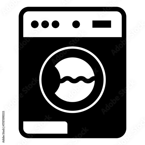 Washing machine with filled water solid icon, washing concept. Vector graphics. Machine for automatic washing sign on white background, style icon mobile or web design.