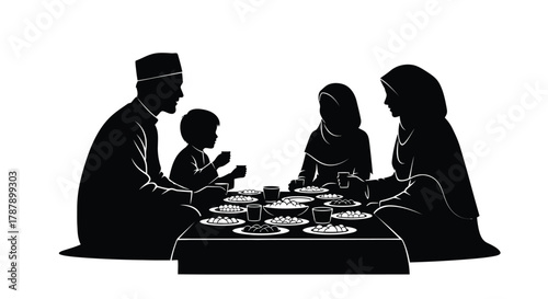 A family breaking their fast together during the month of ramadan
