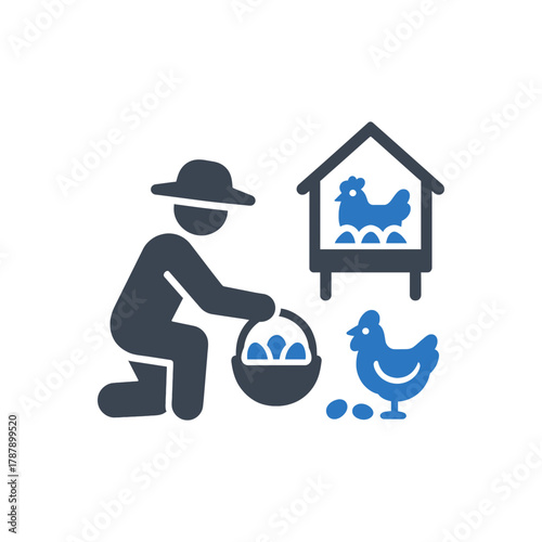 Farmer Collecting Eggs icon