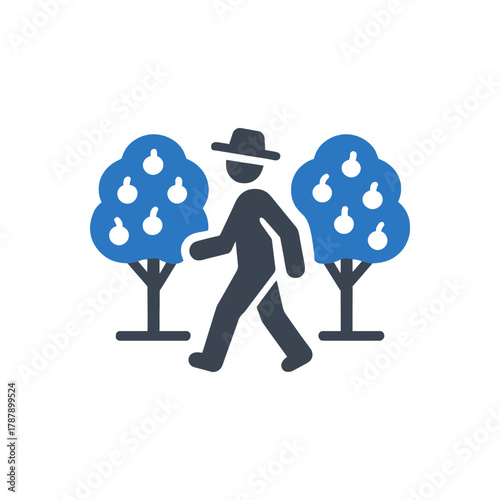 Man Walking in Orchard icon