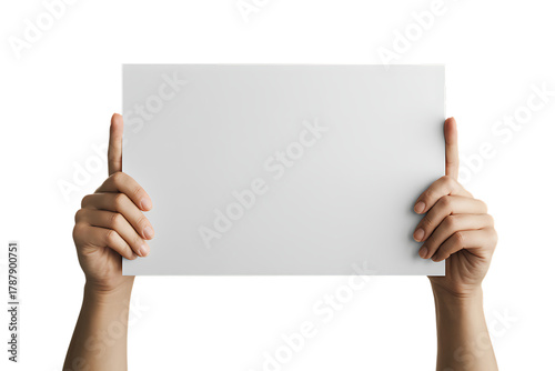 Blank paper held by hands