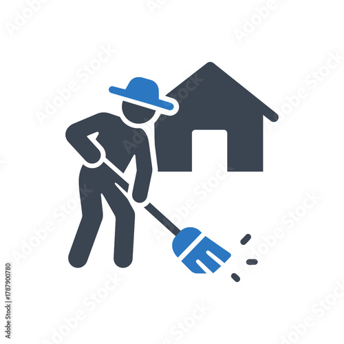 Farmer Cleaning Yard icon
