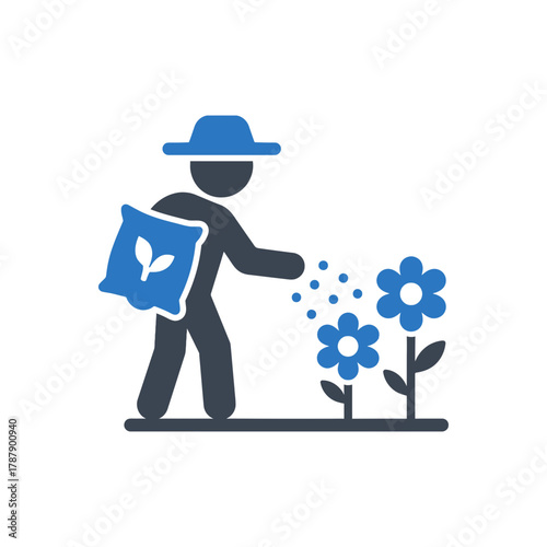 Farmer Fertilizing Flowers icon