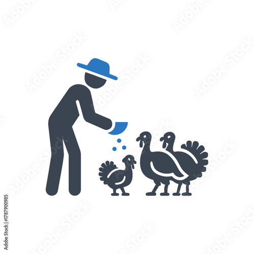 Farmer Feeding Turkeys icon