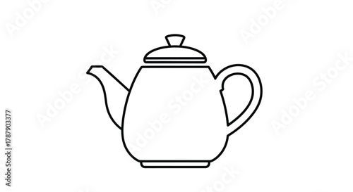 Simple outline illustration of a classic ceramic teapot with a lid