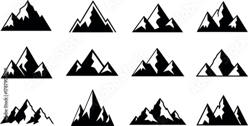 Mountain icons set Vector