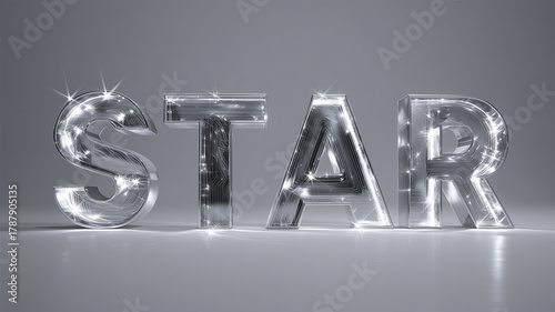 光沢鏡面のSTAR文字が輝くモダンなサイン演出