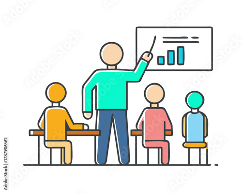 students and teacher in classroom children learning education concept