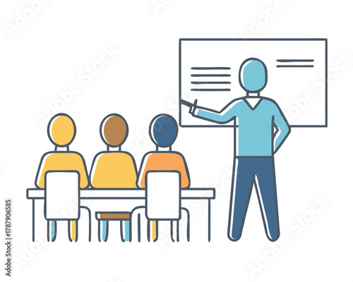 students and teacher in classroom children learning education concept