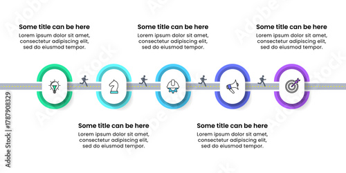 Infographic template. Road with 5 steps and icons