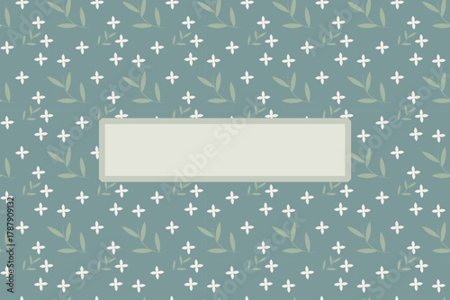 Vintage Blue Botanical Pattern with Label Frame