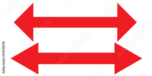 Dual sided long arrow set. Horizontal long straight arrows collection. Double side long arrow symbol. Two sided long arrow
