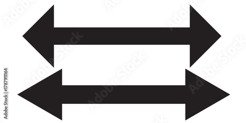 Dual sided long arrow set. Horizontal long straight arrows collection. Double side long arrow symbol. Two sided long arrow